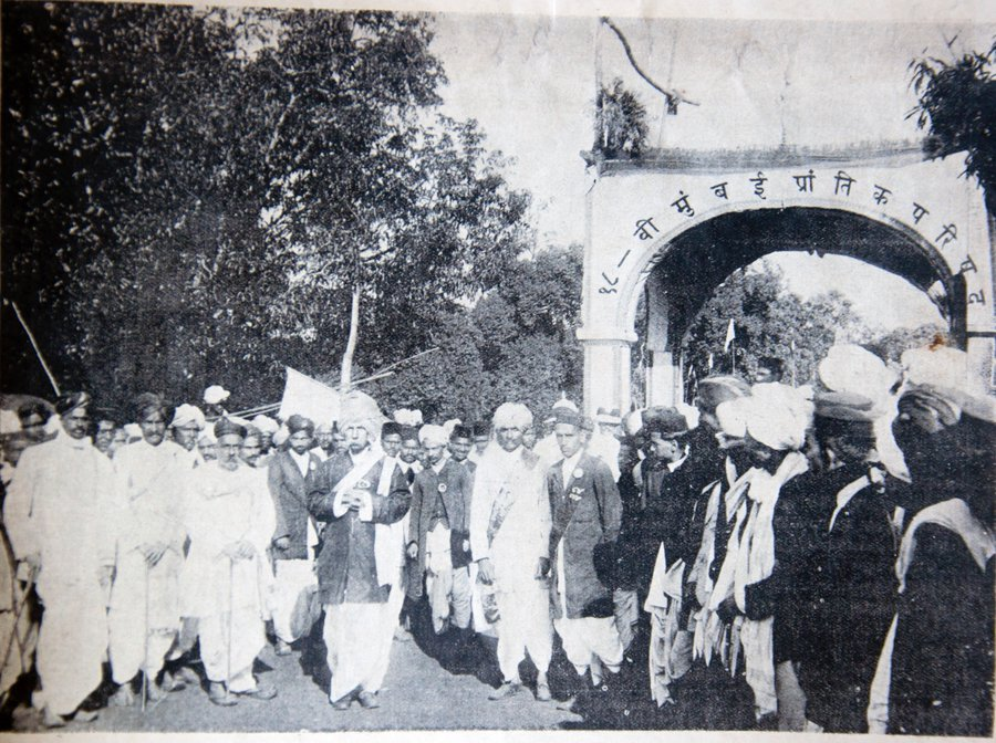 An archival photograph showing Bal Gangadhar Tilak alongside Gopal Krishna (Dadasaheb) Khaparde during the 18th session of the Bombay Provincial Conference held at Belgaum in 1916. Khaparde presided over the conference that year, marking a notable moment in the political mobilisation of the region during the Indian nationalist movement.