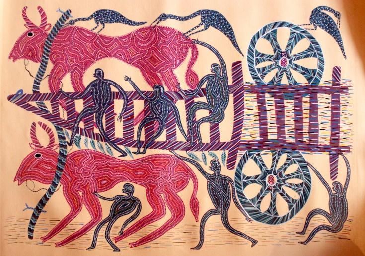 A Bhil artwork featuring multi-hued dots, a characteristic element of this traditional art form.[1]