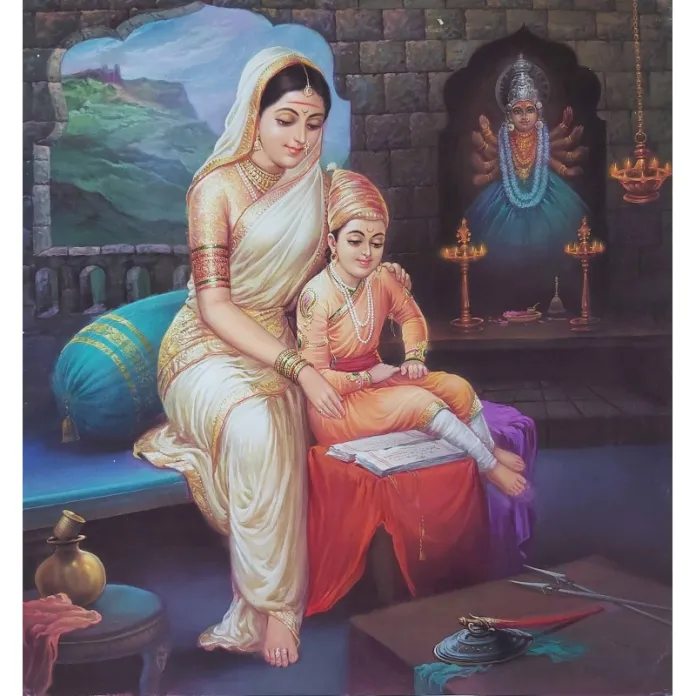 Jijabai and young Chhatrapati Shivaji[1]