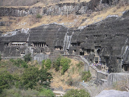 Ajanta Caves, an early monastic complex situated along ancient trade routes through the Deccan.