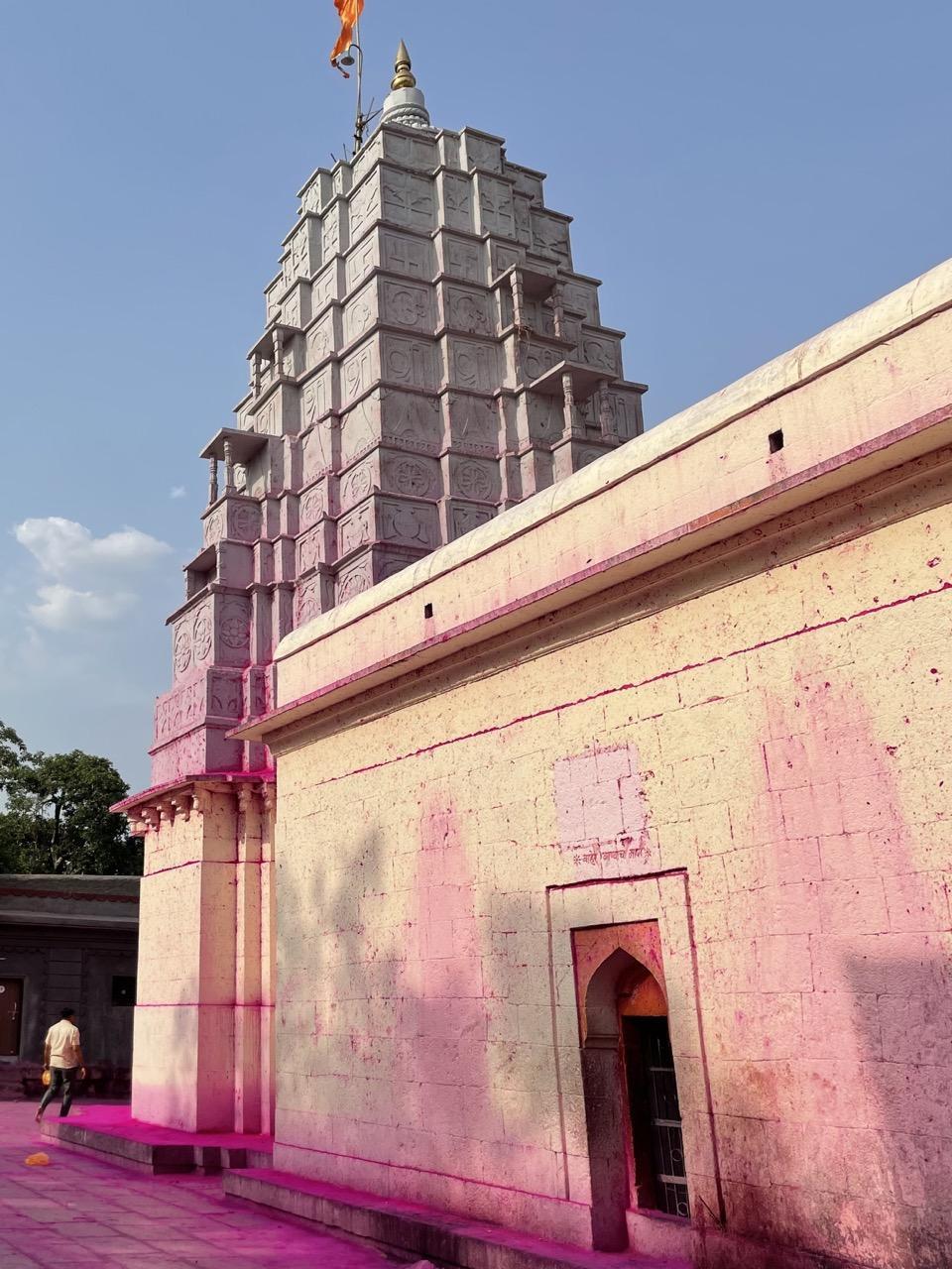 Gulaal on the walls of Sonari Mandir, part of the ritual offerings made to Bhairavnath. (Source: CKA Archives)