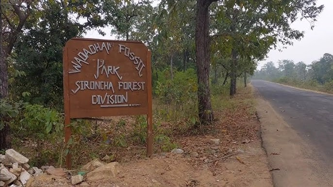Entrance to Wadadham Fossil Park, Sironcha taluka, Gadchiroli.Established as Maharashtra’s first fossil park, the site is recognized for its geological significance and ongoing paleontological research.