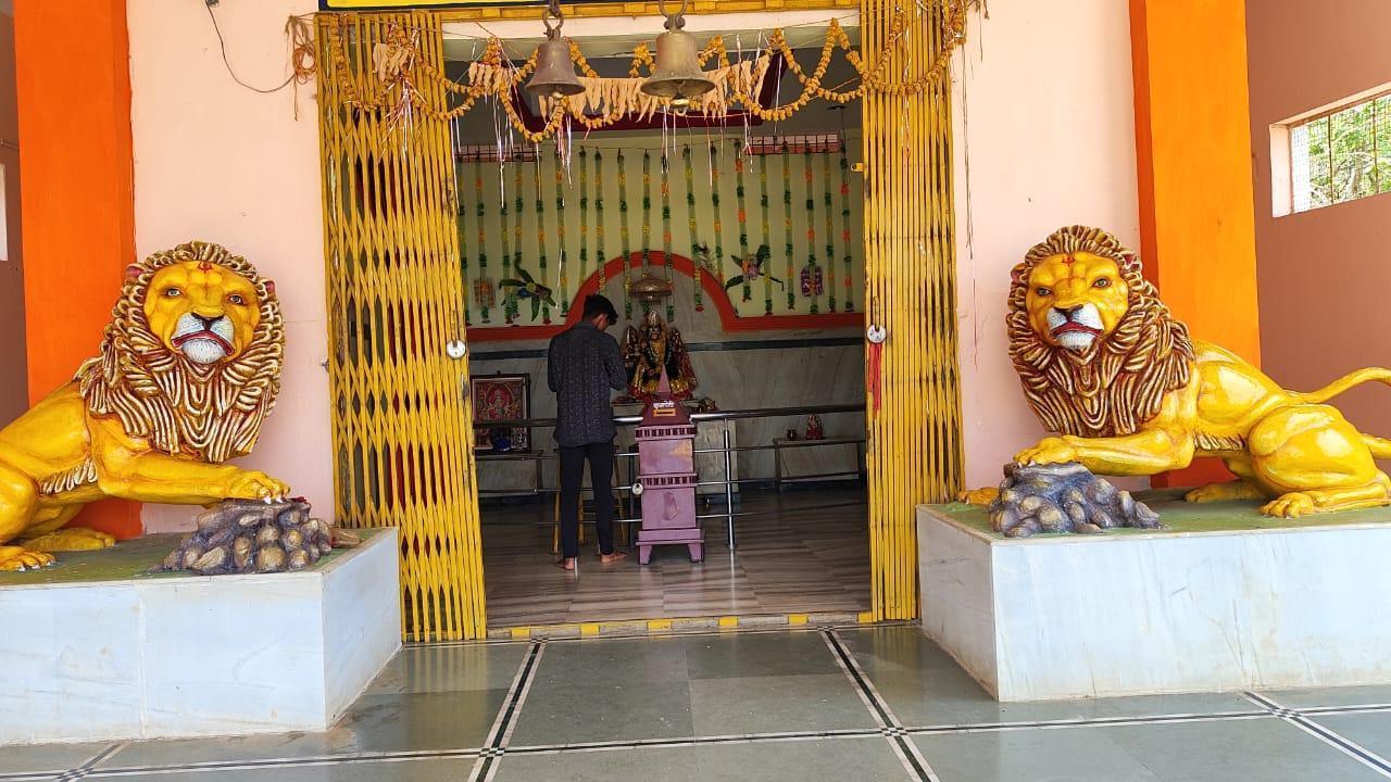 The two lions are presented as if they are guarding Ma Adishakti (Source: CKA Archives)