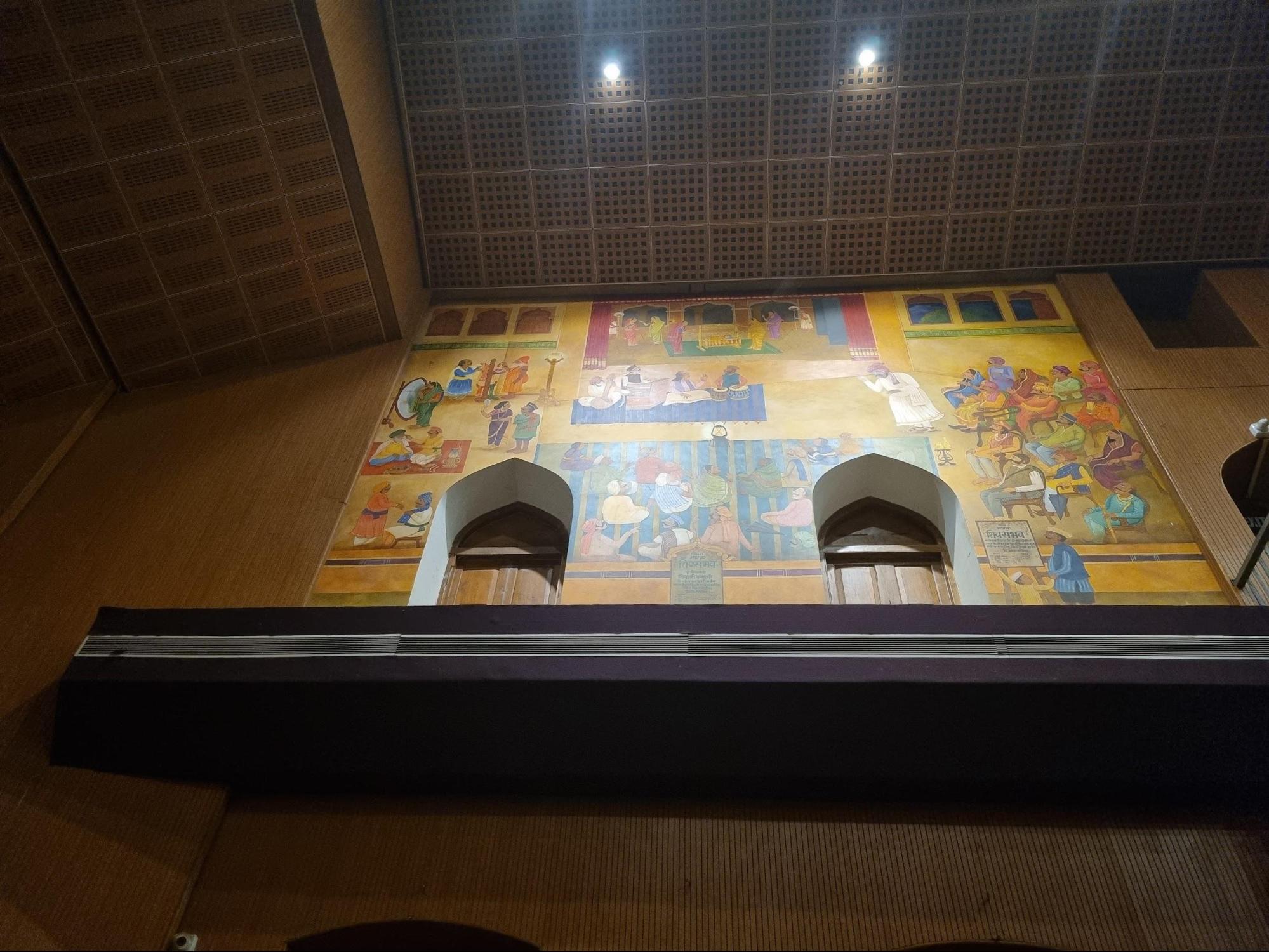 Paintings on the wall of Keshavrao Bhosale Natyagruha depicting a glimpse of the history of this art in the region. Source: CKA Archives