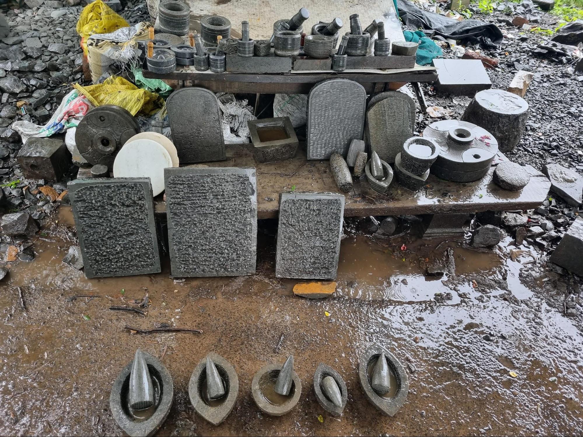 Stone kitchen tools such as the khalbatta, pata varvanta, and jata, carved with care and precision. Source: CKA Archives