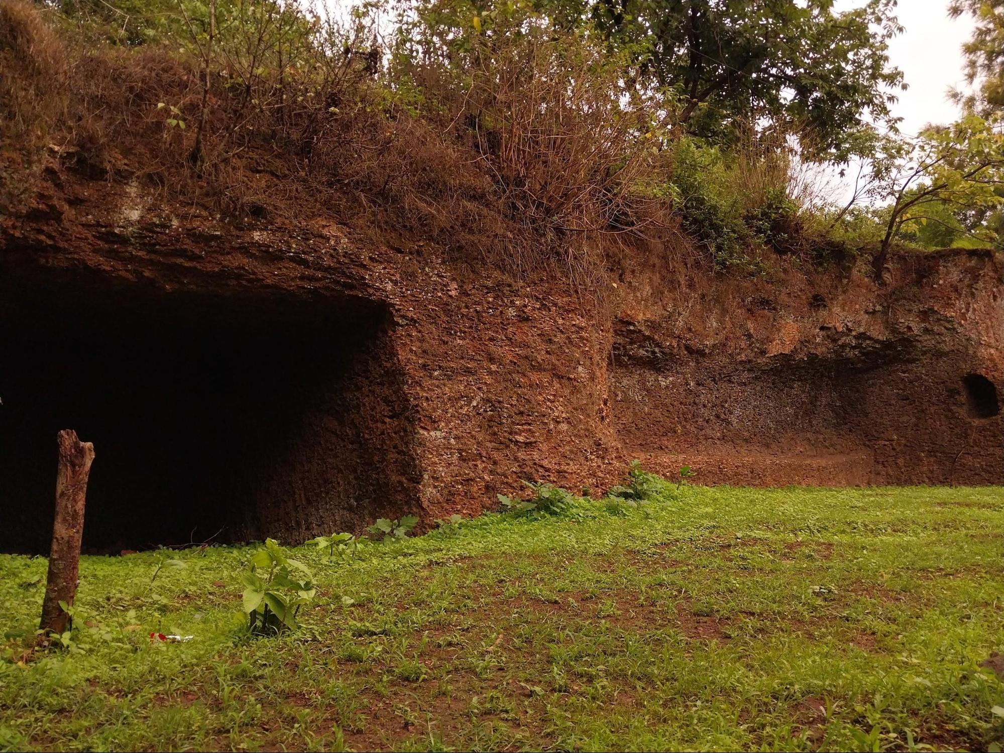 Caves behind the mandir that are now closed.(Source: CKA Archives)