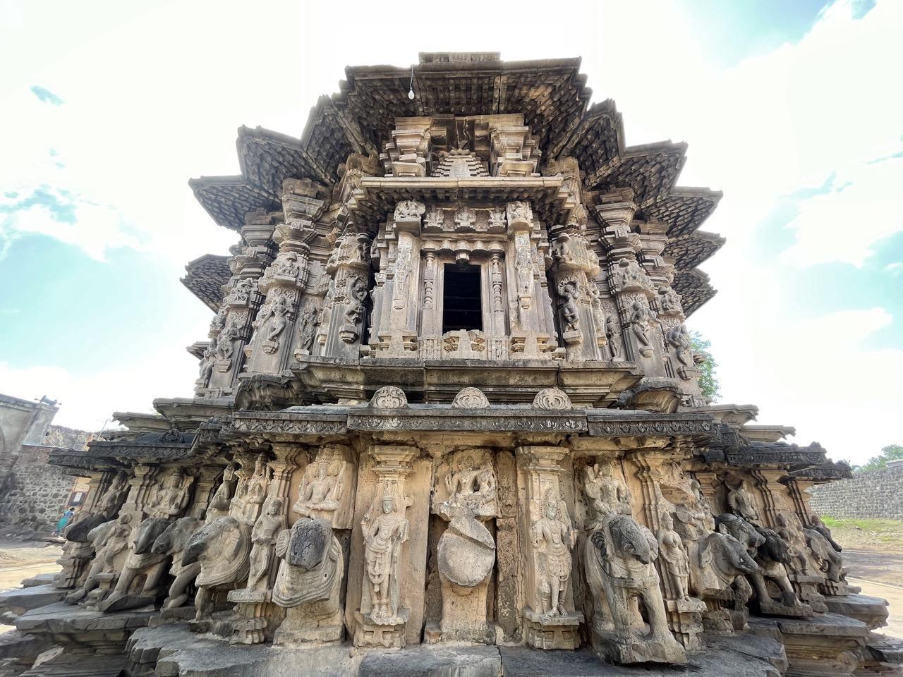 The 24 carved elephants forming the Gaja Patta at the base of the Swarga Mandap, symbolizing strength and grace in the Mandir's architectural design.(Source: CKA Archives)