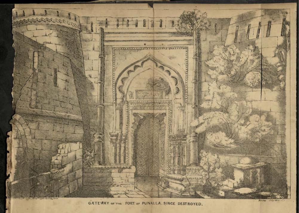 Erstwhile Gateway of Panhala fort, the sketch is dated 1854