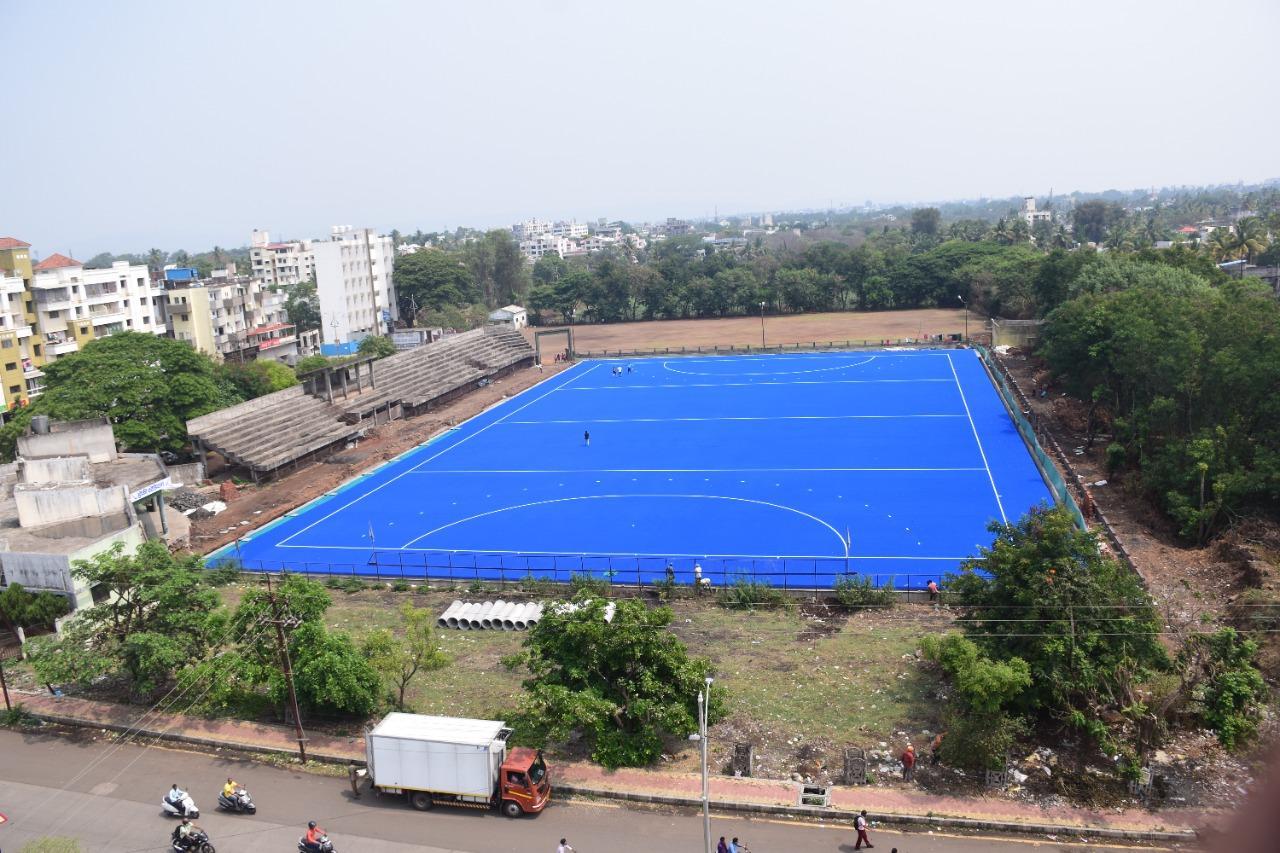 Hockey pitch of Major Dhyanchand Hockey Stadium, Kolhapur (Source: CKA Archives)