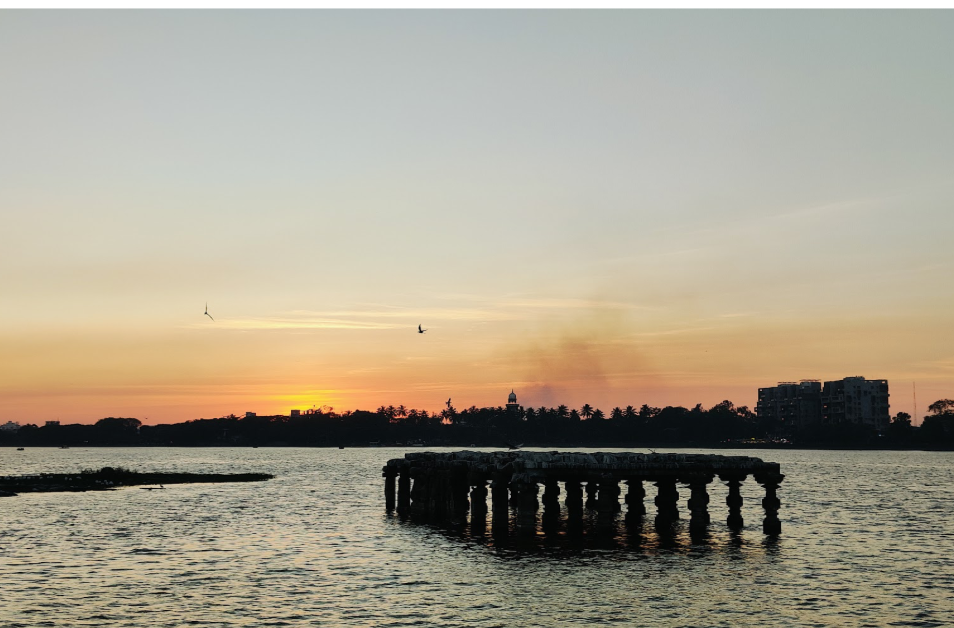 Rankala lake with Sandhyamath and the tower of Shalini Palace faintly visible at the back (Source: CKA Archives).