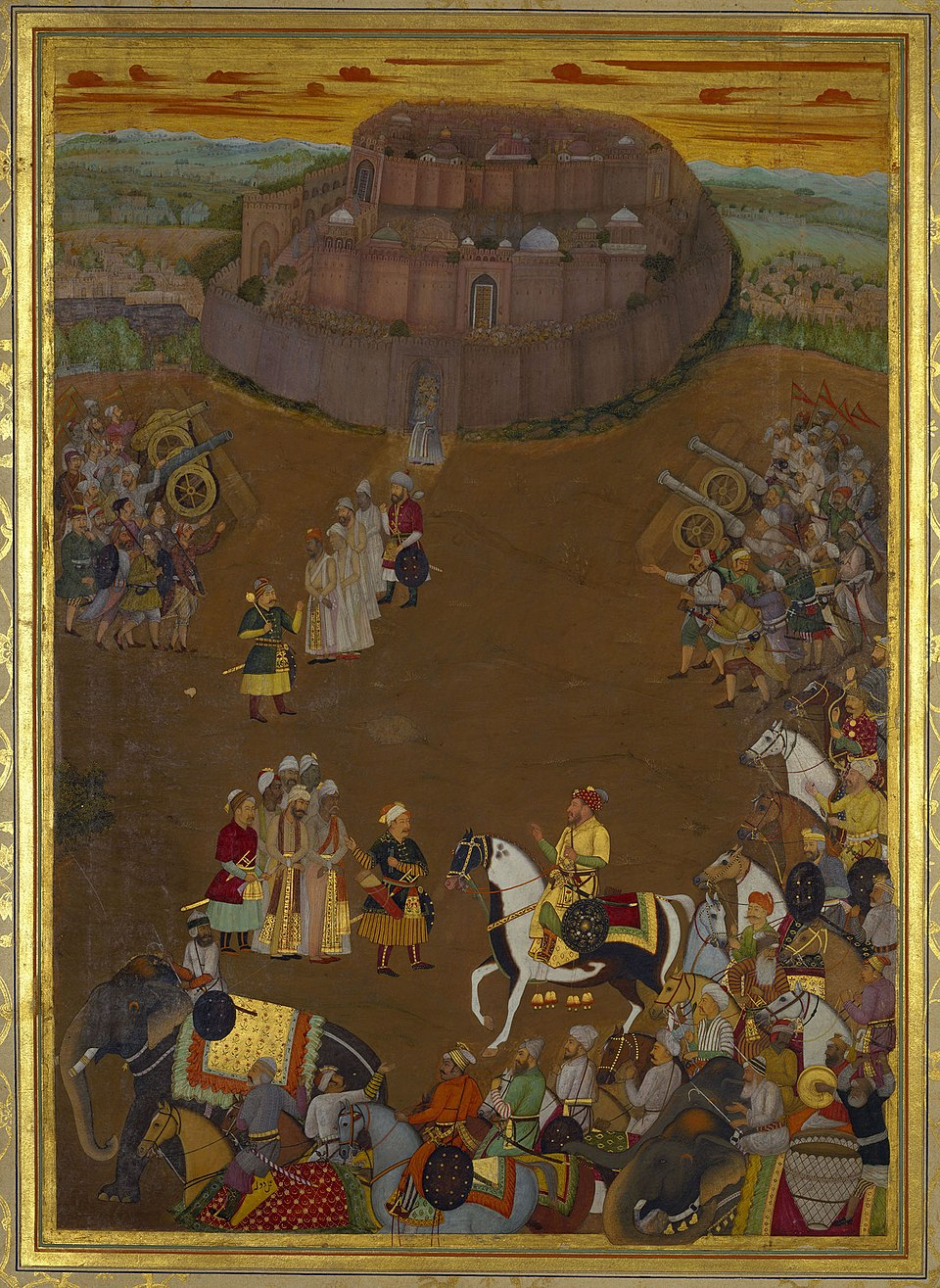 A depiction of the surrender of Udgir Fort to Khan Dauran.