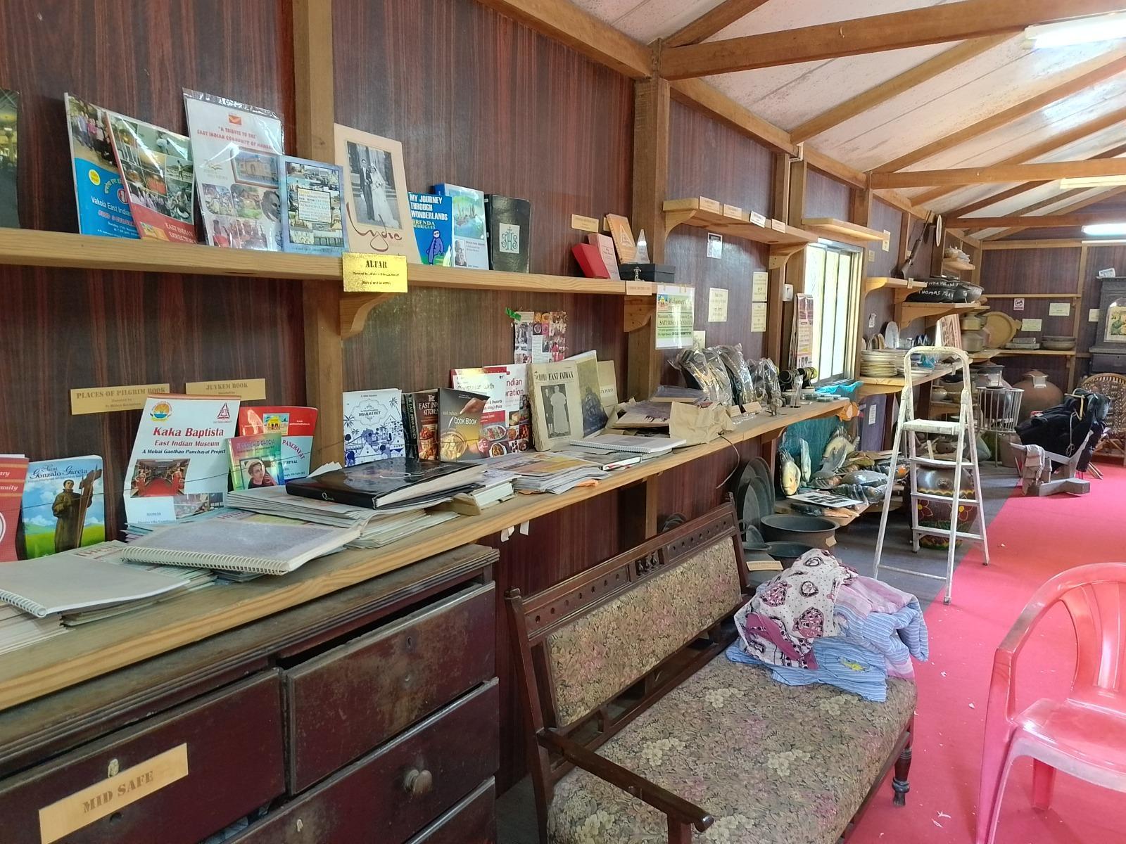 Archival books and dictionaries authored by East Indian writers, part of the museum’s linguistic and literary section at Kaka Baptista East Indian Museum, Manori, Mumbai.(Source: CKA Archives)