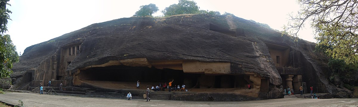 Overview of the Kanheri Caves complex, carved into the basaltic hills of Sanjay Gandhi National Park, Borivali, Mumbai Suburban district. The site contains over 100 caves developed across more than a millennium.[3]