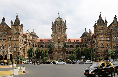 Chhatrapati Shivaji Maharaj Terminus blends Victorian Gothic Revival and Indian traditional architecture.[12]