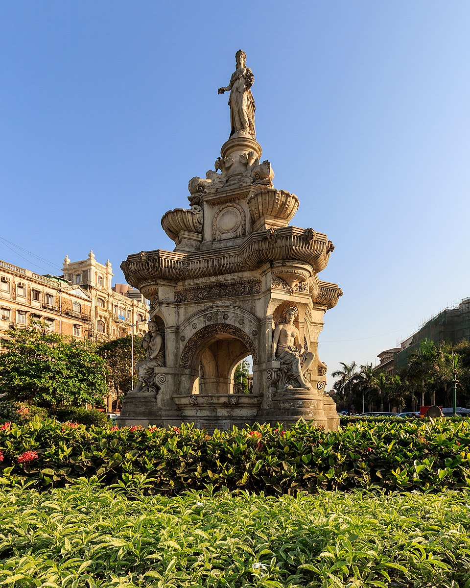Flora Fountain, a heritage landmark in Mumbai’s Fort area, blends Neo-Gothic and Indo-Saracenic styles.[10]