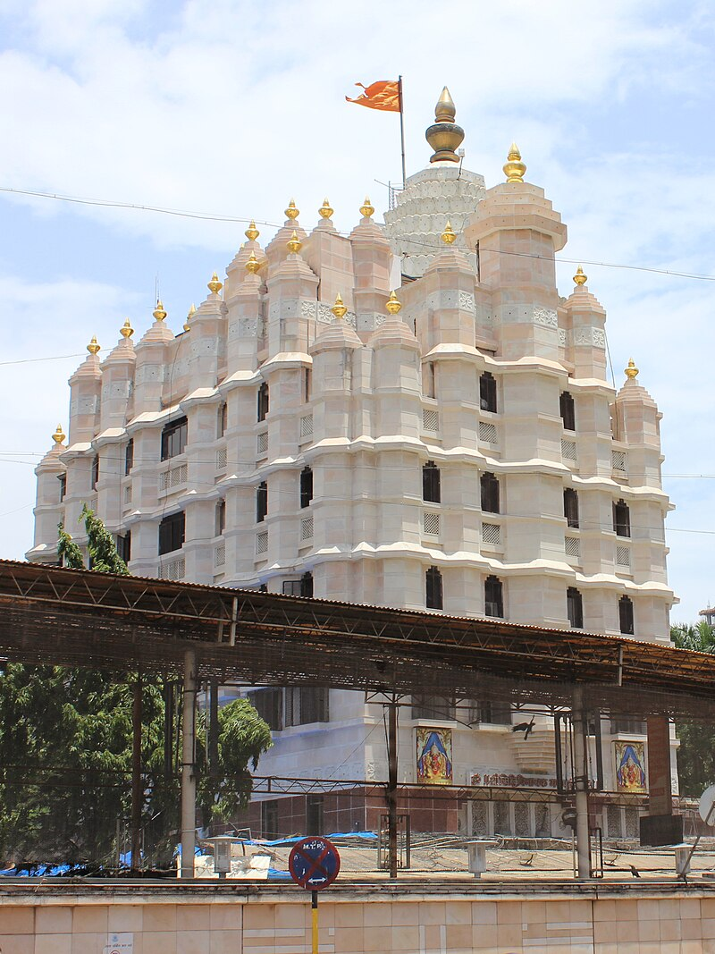 The external structure of the Siddhivinayak Mandir at Prabhadevi, built in a Hindu temple architectural style, is considered an architectural feat.[5]