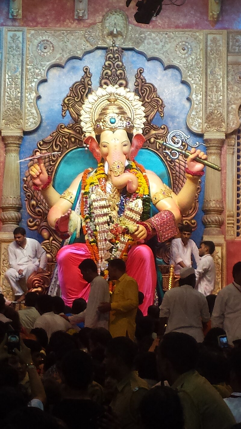 The 2014 mandap of Lalbaugcha Raja, erected in the heart of South Mumbai’s Lalbaug neighborhood for the annual Ganesh Chaturthi festival, continuing a tradition that began in 1934.[17]