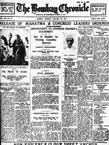 The Bombay Chroniclefront page from January 1931, capturing a moment in India’s freedom struggle.