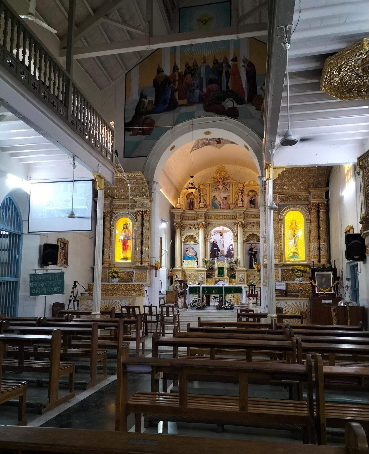 The altar of the Holy Spirit Church is heavily decorated, depicting the life of Jesus Christ. (Source: CKA Archives)