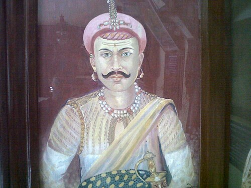 A portrait of Chimaji Appa, the Maratha commander celebrated for the 1739 capture of Vasai Fort from the Portuguese.
