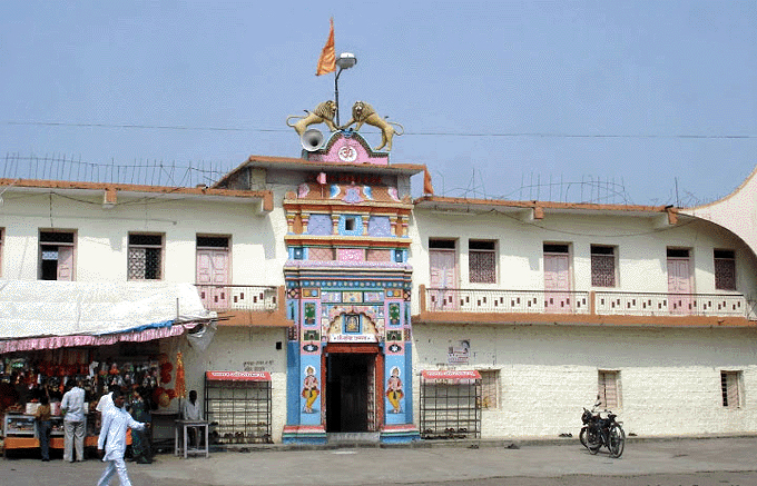 Front view of Shri Narsimha Mandir, Pokharni, noted for its compact garbhagriha and ancient origins.[9]