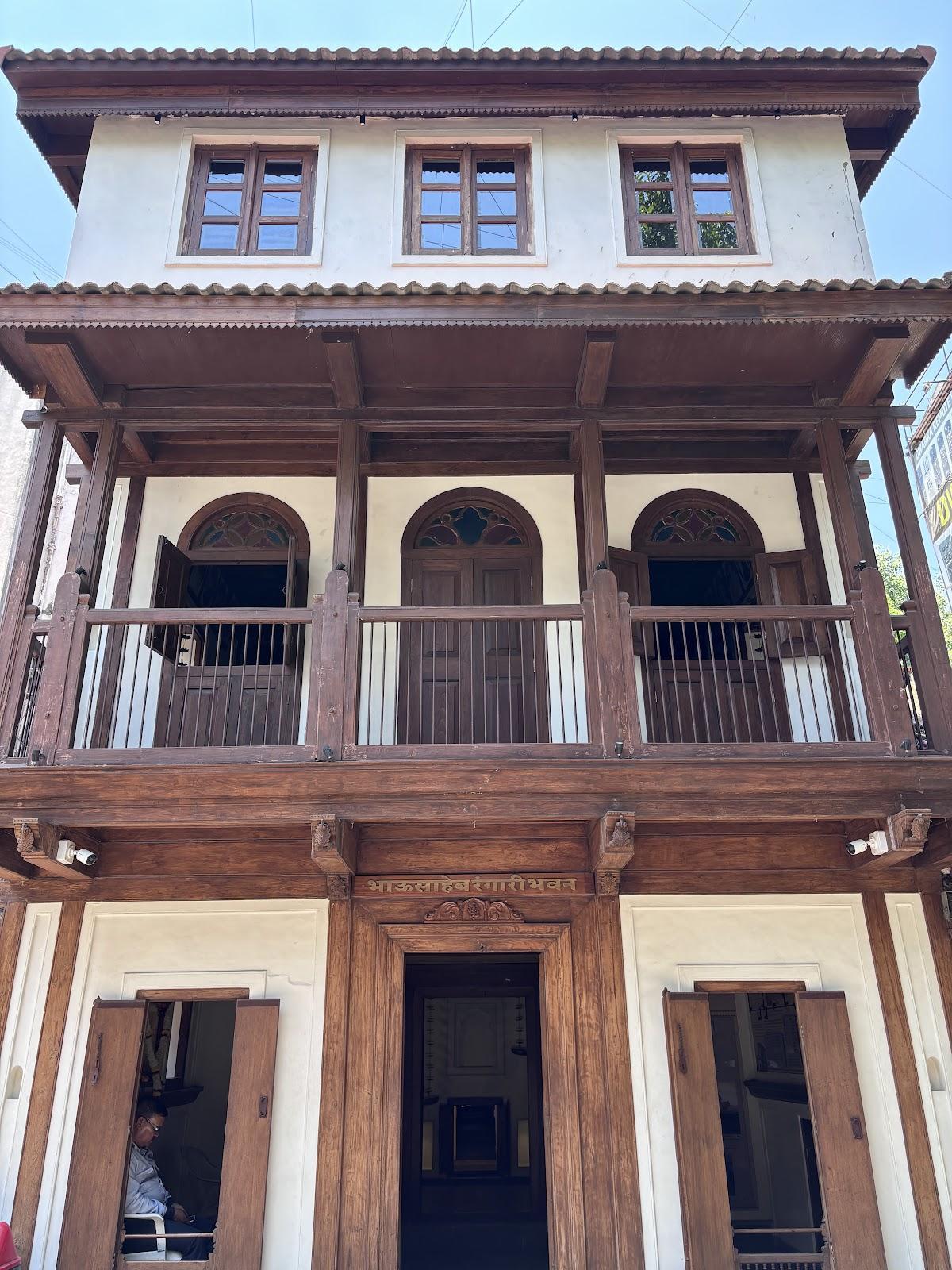 Bhausaheb Rangari Wada, a 19th-century residence in Pune. Notice its wooden construction - is said to be a characteristic feature of Wada architecture of the Peth areas in which it lies. (Source: CKA Archives)
