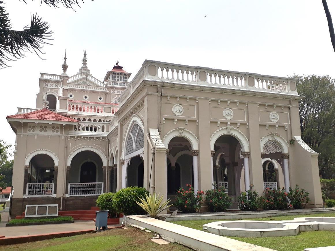 The anterior view of the Aga Khan Palace, an example of Indo-Saracenic architectural style in Pune. (Source: CKA Archives)