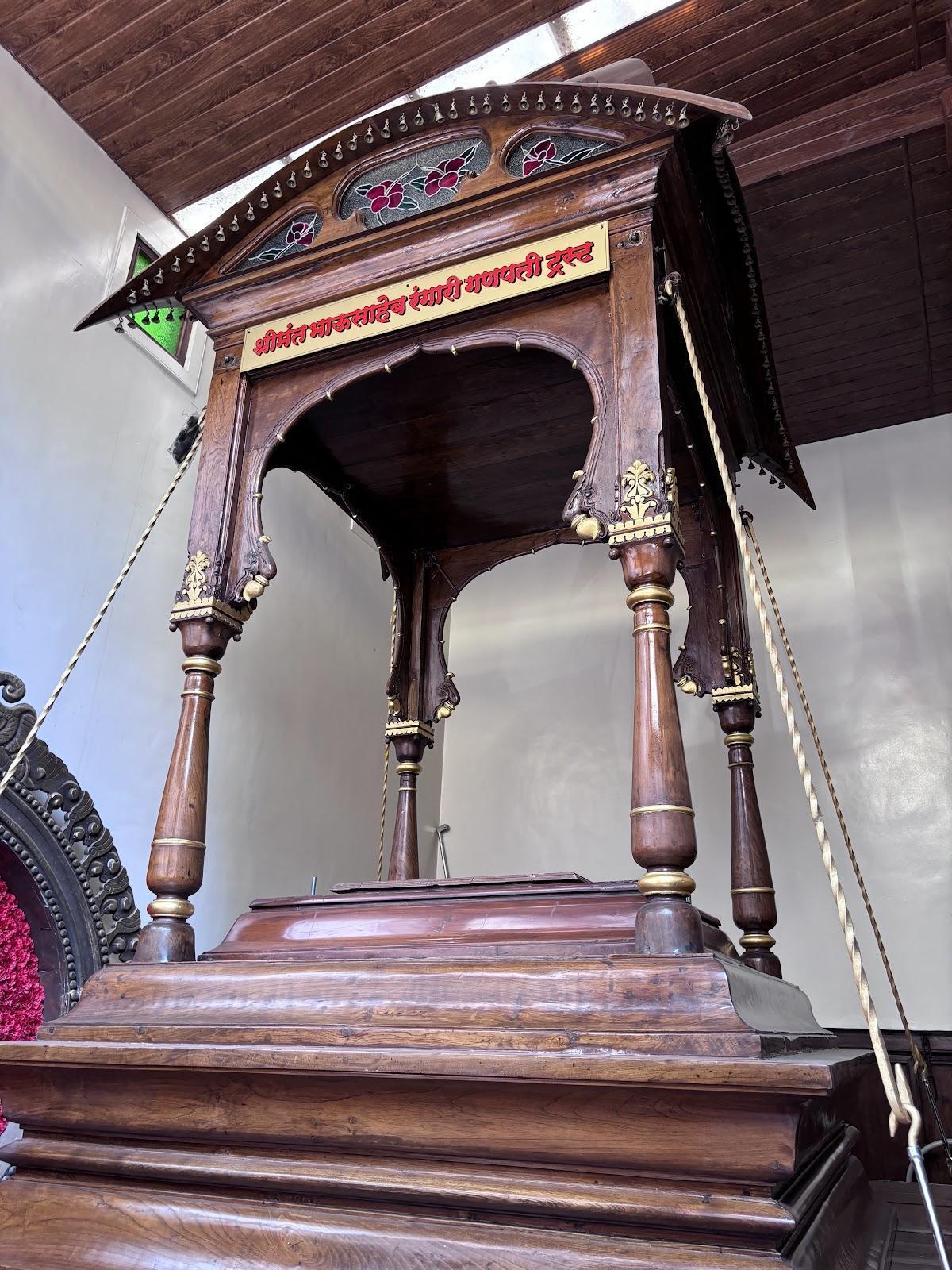 The Bhau Rangari Ganpati chariot, maintained in its original form, has been used for several years to lead public Ganeshotsava processions. (Source: CKA Archives)