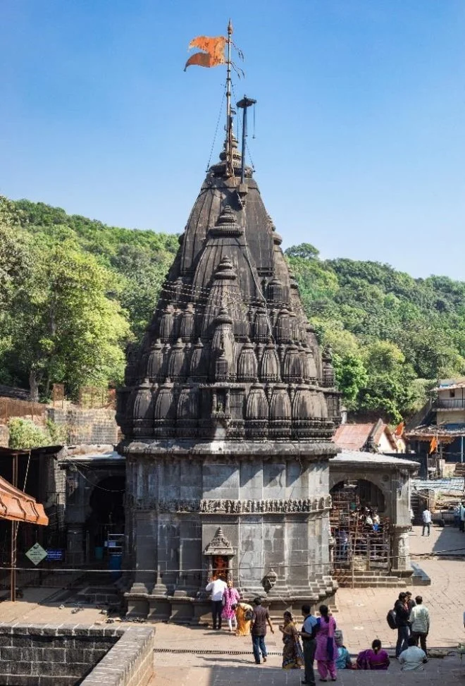 Bhimashankar Mandir in Khed taluka, Pune district. The Mandir is located in the Sahyadri hills, approximately 110 km from Pune, and is considered one of the twelve Jyotirlingas of Bhagwan Shiv.[9]