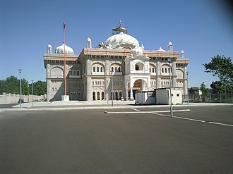 Front view of Gurudwara Guru Nanak Darbar, Camp, Pune.[19]