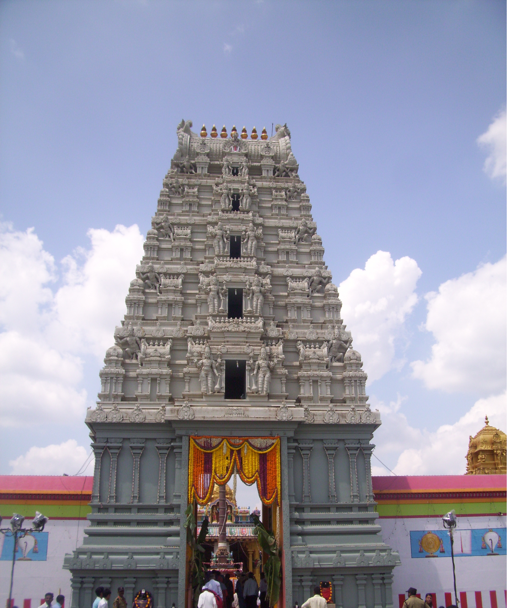 Gopuram of Shree Balaji Mandir in Katkewal, Pune district, designed as a replica of the Tirumala Mandir of Andhra Pradesh.[78]