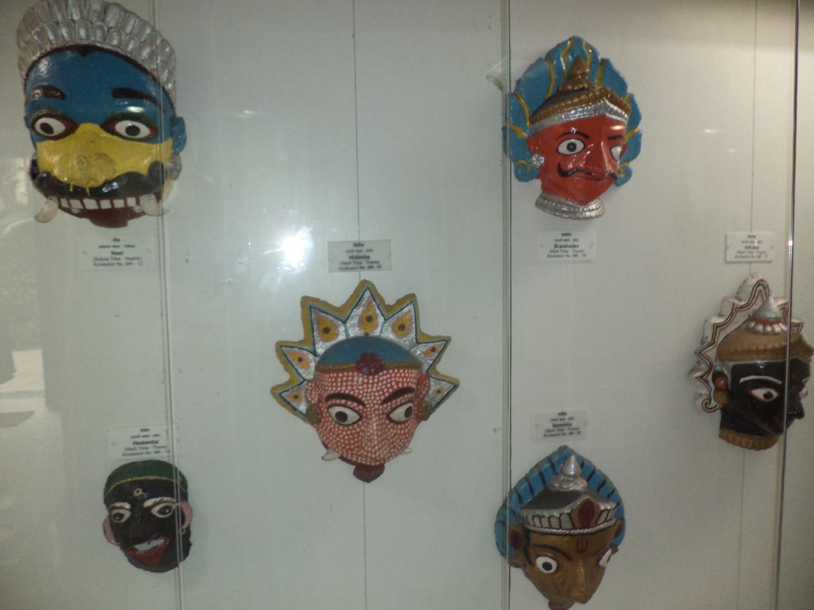 The masks, also called Songas, displayed in the Pune Tribal Cultural Museum represent ancestral spirits, kuldevis/kuldevtas, evil spirits and rakshasas according to indigenous folklore.[55]