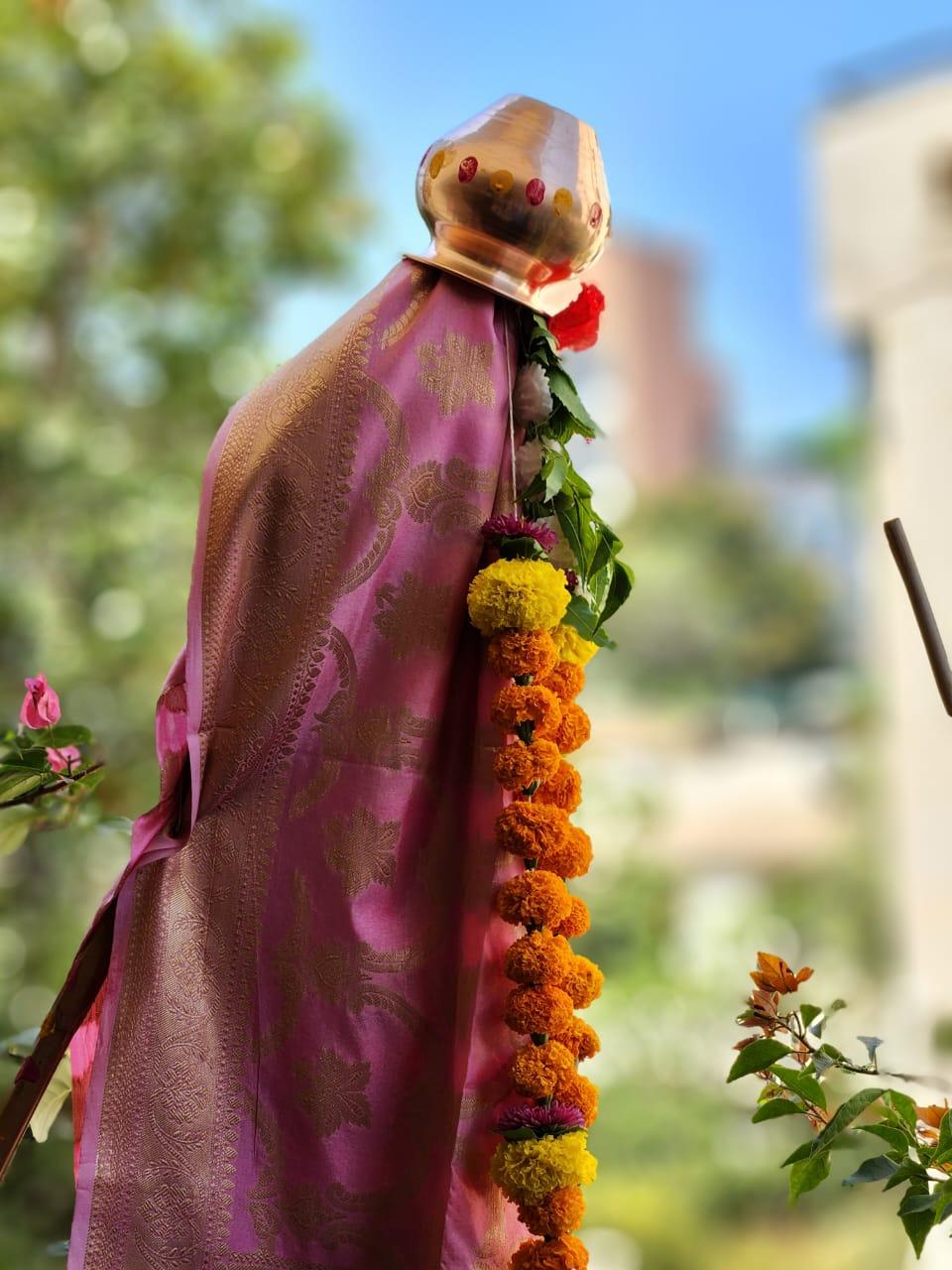 A traditional Gudi, symbolizing victory and prosperity during Gudi Padwa, the Marathi New Year. (Source: CKA Archives)