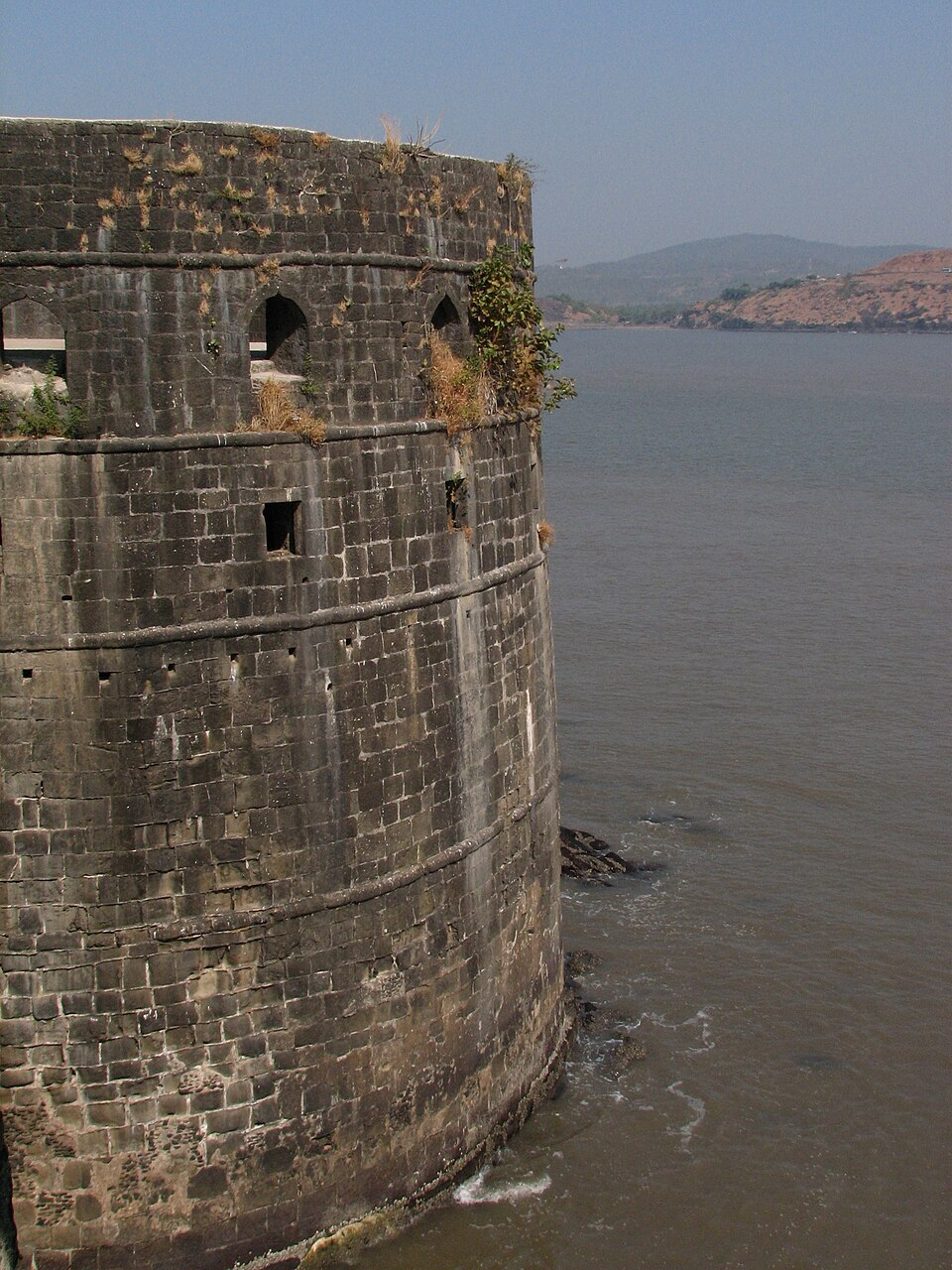 A bastion of Murud Janjira Fort, part of its layered defense system with thick stone walls and cannon placements.[7]