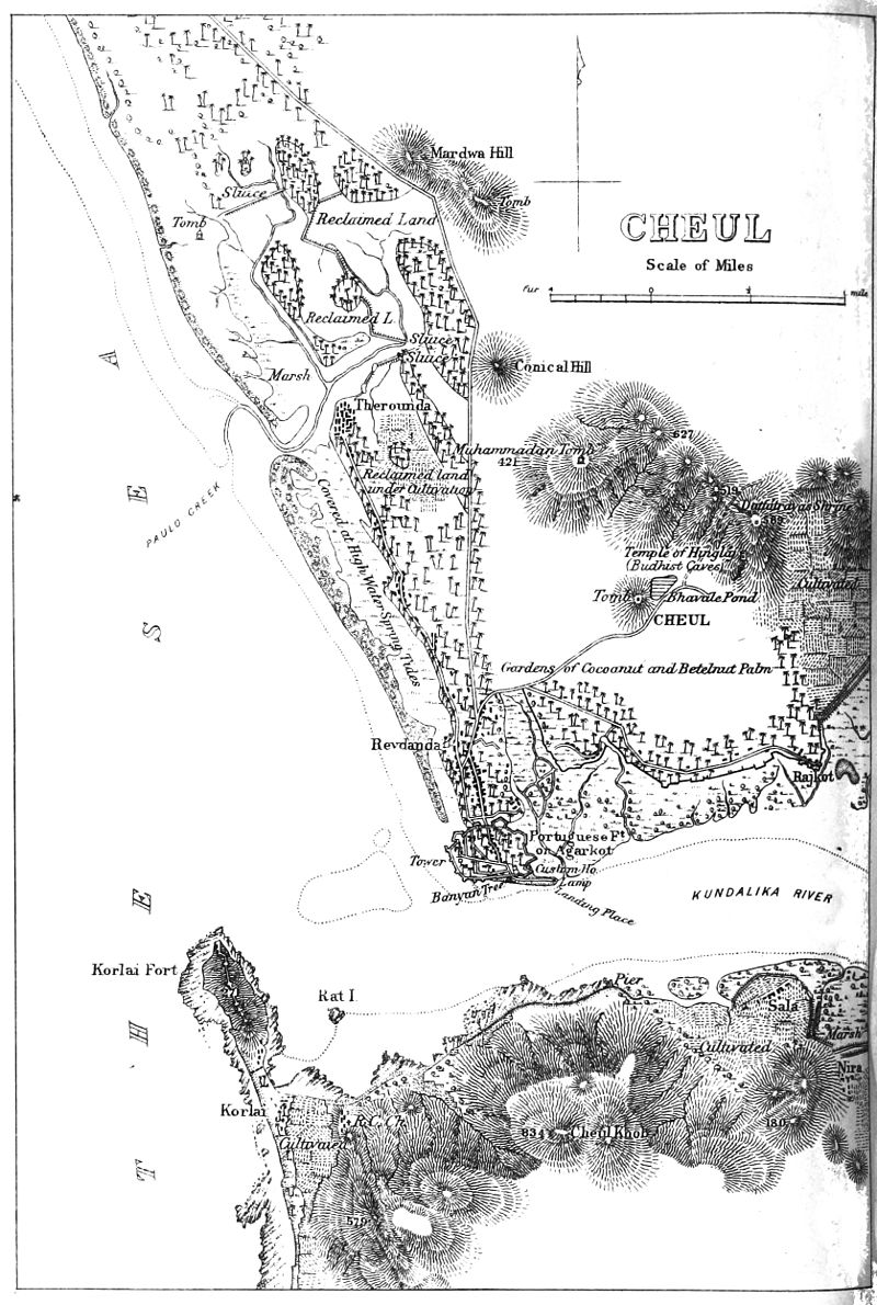 A map of Chaul port town taken from the Gazetteer of the Bombay Presidency (1896)