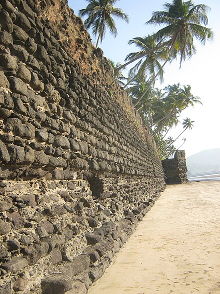 Outer wall of Revdanada Fort. This beach fort was built under Captain Soj in 1524.