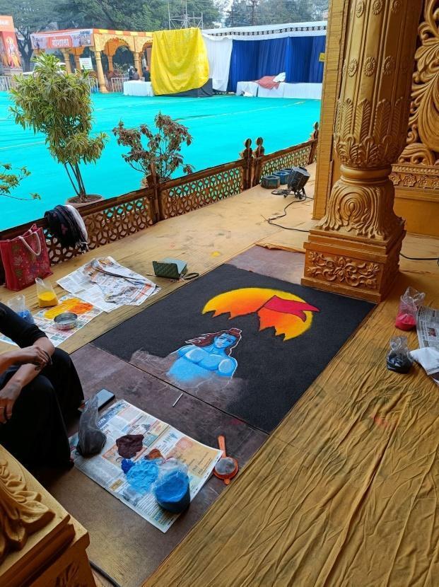 The completed rangoli of Bhagwan Ram at the Ayodhya Nagari Festival in Sangli.(Source: CKA Archives)