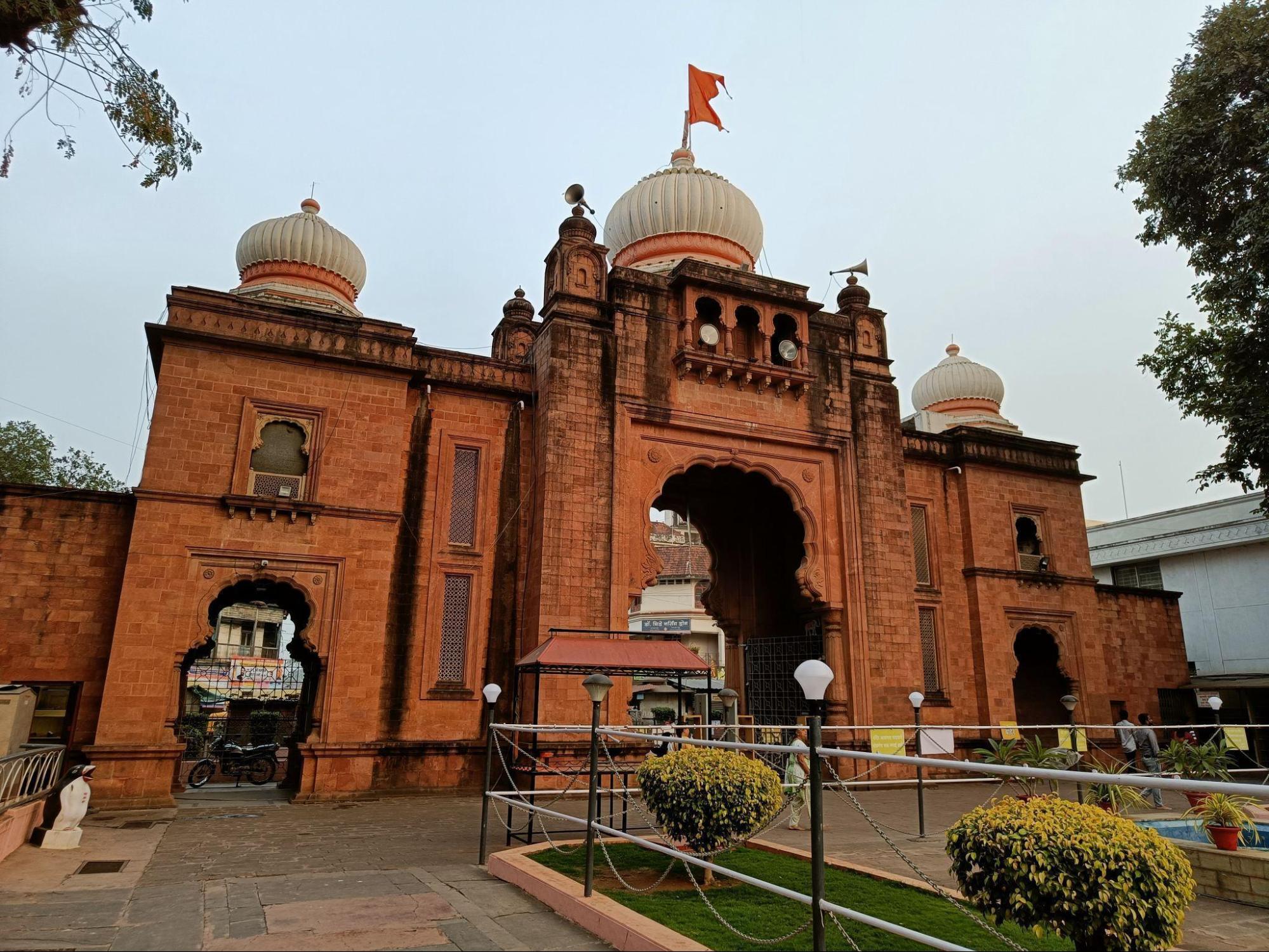 The grand entrance of the Shri Ganesh Mandir, which stands out from the surrounding structures due to the use of red sandstone.(Source: CKA Archives)