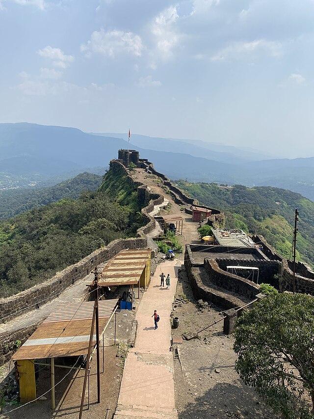 View of Pratapgad Fort in Satara district, built by Shivaji Maharaj in 1656 to control the Par Pass and protect the surrounding region.