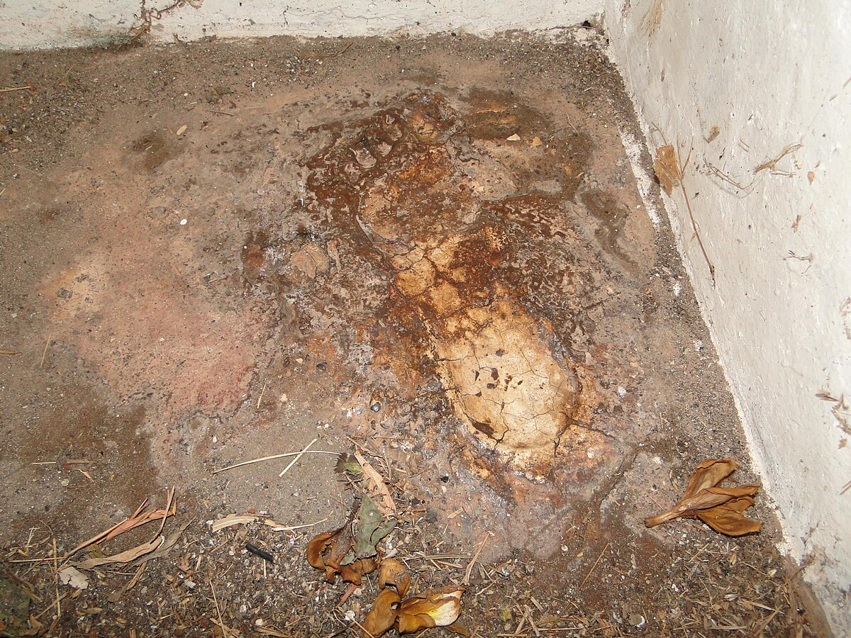 Footprint of Shivaji Maharaj embedded in stone at Sindhudurg Fort, commemorating his presence at the site.