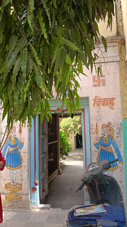 The walls of the entrance are painted with colorful murals. Interestingly, the word ‘Vivaah’ (marriage) has been inscribedon the wall. (Source: CKA Archives)