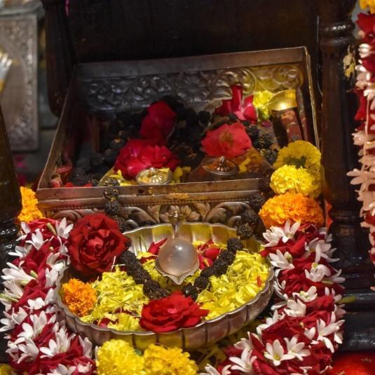 The Padukas gifted to the Maharaj of Akkalkot are placed in the Ganesh Panchayatan Mandir. (Source: CKA Archives)