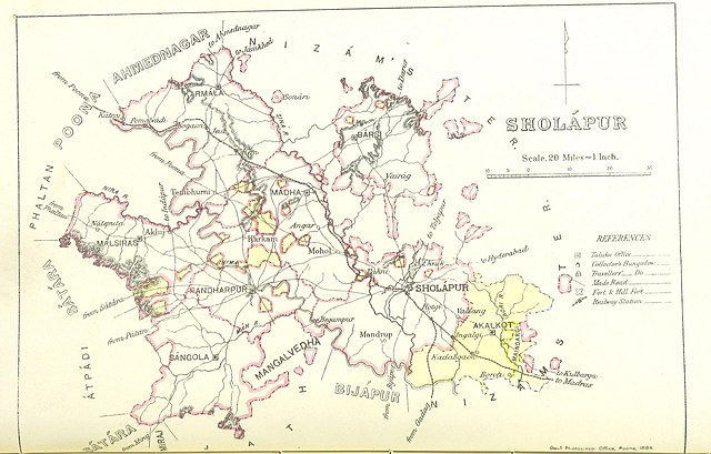 The map of the Akkalkot state is visible in the bottom right corner