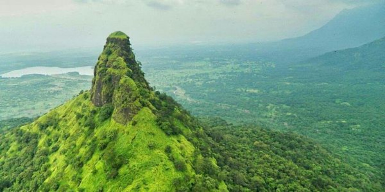 View of the steep where the Gorakhgad Fort lies, rising sharply from the Sahyadri range in Thane district.[4]