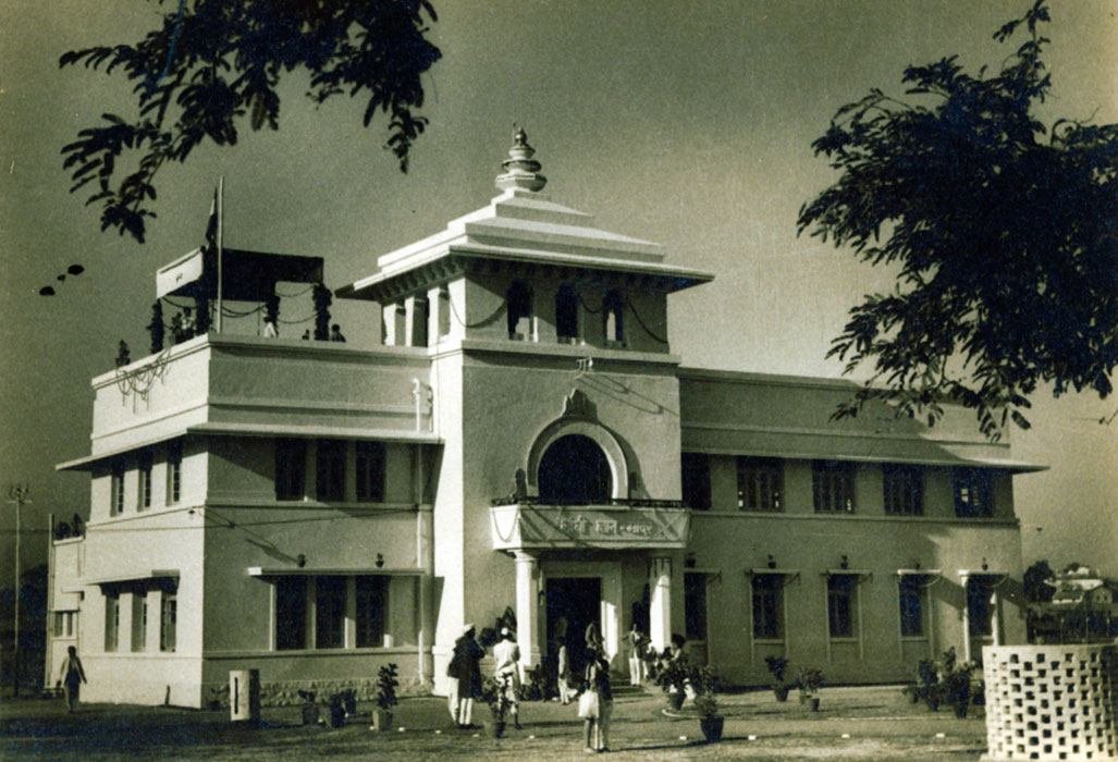 An archival image of Gandhi Gyan Mandir, MIDC, Wardha.[1]