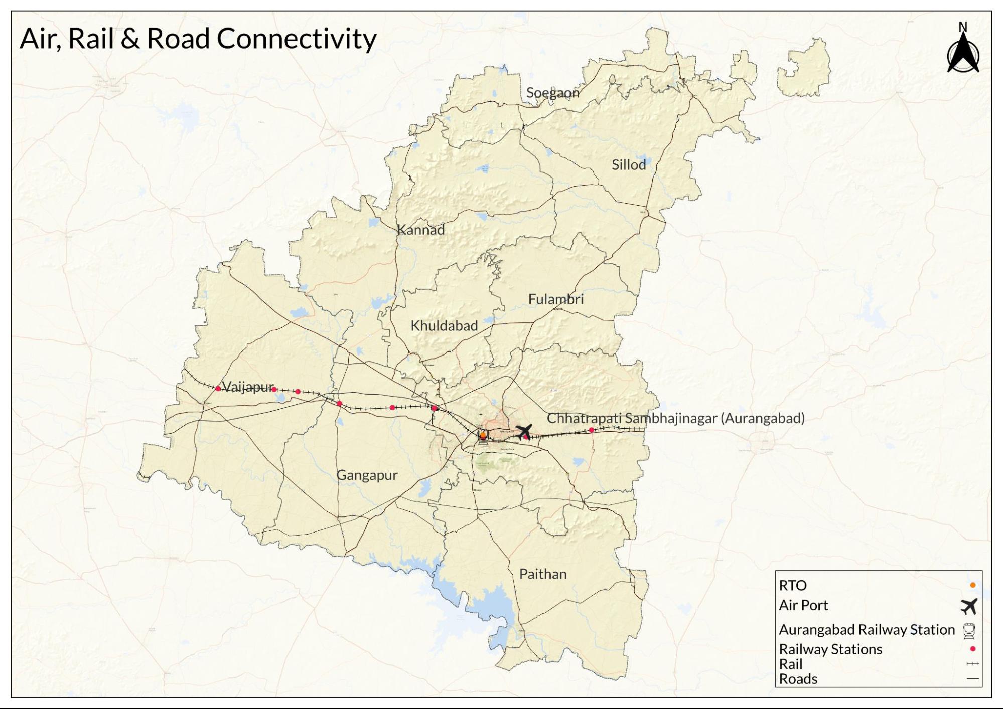 Aurangabad Railway Station (AWB), an important rail hub connecting Sambhaji Nagar district to major cities and regions.