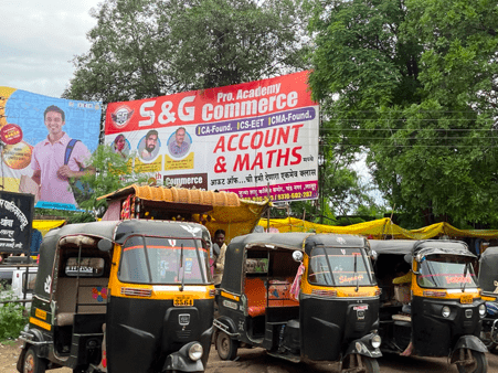 Auto-rickshaws lined up in Latur provide short-distance and shared transport options within the city and surrounding areas. (Source: CKA Archives)