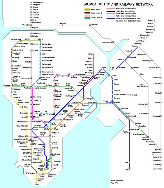 Metro Routes passing through the Mumbai Metropolitan Region.
