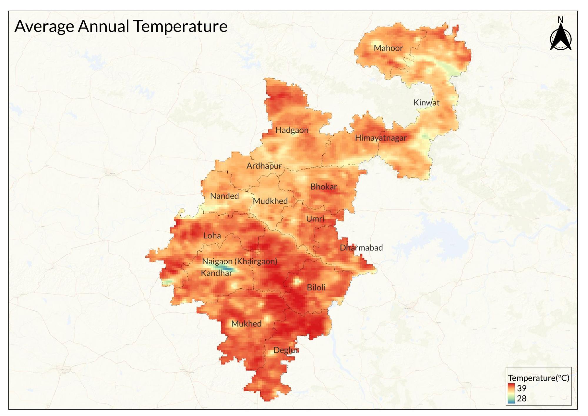 The Godavari River system dominates the hydrology of Nanded district with an extent of about 140 km. Three main tributaries join the Godavari within the district - Asna, Sita, and Sidha, that enhance the water network of the river.