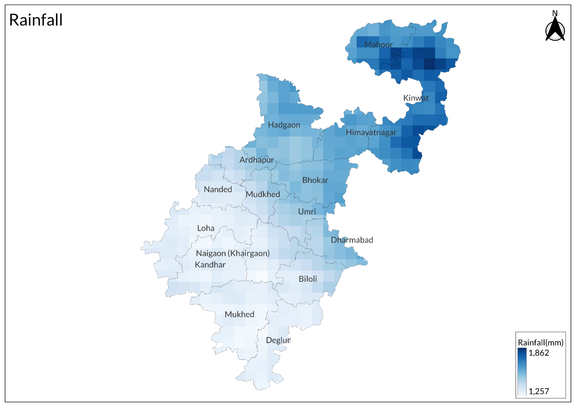 The Godavari River system dominates the hydrology of Nanded district with an extent of about 140 km. Three main tributaries join the Godavari within the district - Asna, Sita, and Sidha, that enhance the water network of the river.
